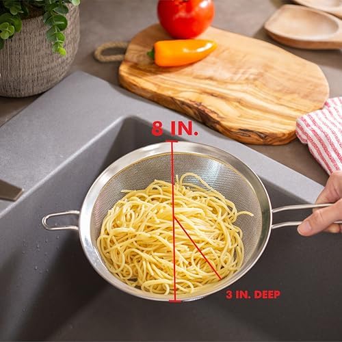 Chef Craft Select Mesh Strainer, 8 inch diameter, Stainless Steel