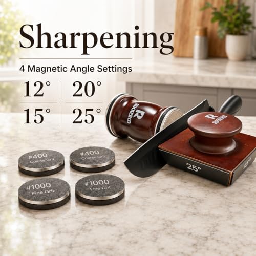 The Original Patented Knife Sharpener Kit, 4 Replaceable Ceramic Grinding Discs,Rolling Knife Sharpener 15& 20& 12& 25 Inclination Angles, Mother's Day, Father's Day,Birthday Give to You Love Most