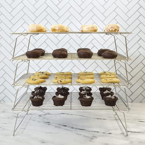 Kitchenatics 4-Tier Stackable Cooling Rack Space Saving Baking Set, 15x10"