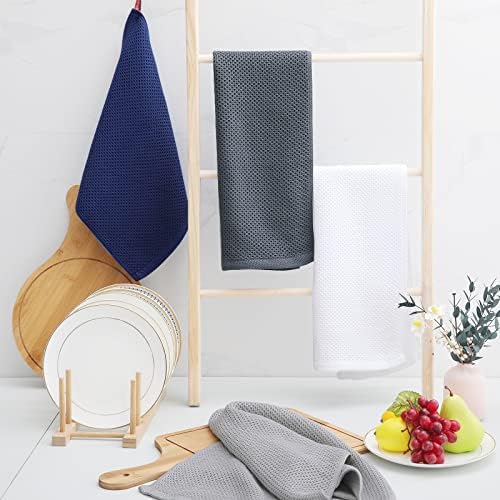 Homaxy 100% Cotton Waffle Weave Kitchen Dish Towels 4-Pack, Light Gray