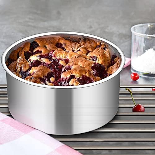 TeamFar 6 Inch Cake Pan, 6” x 3” Stainless Steel Round Deep Cake Baking Pan