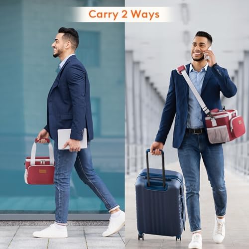 Lifewit Medium Lunch Bag, Insulated Lunch Box, Soft Cooler Cooling Tote for Adult Men Women, White and Red12-Can (9L)