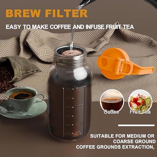JunVpic Cold Brew Coffee Maker, 64 oz Glass Mason Jar Pitcher