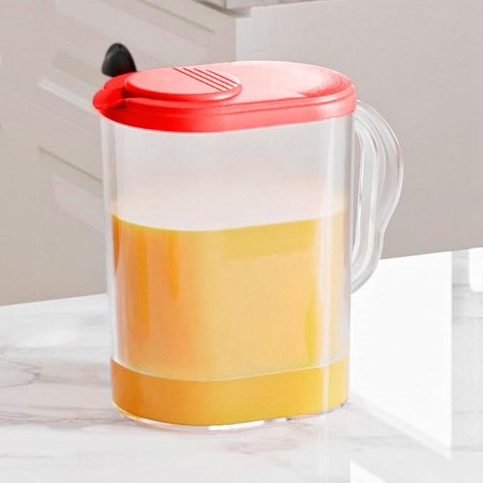 Tribello Pitcher with Lid 1 Gallon, Slim Clear Plastic Water Jug with Pivot-top Spout Lids, Iced Tea Pitcher for Fridge, Freezer/Dishwasher Safe, and BPA/Phthalate Free