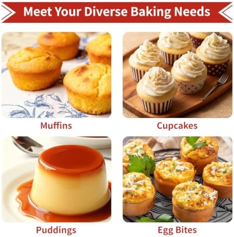 Silicone Muffin Pan with Metal Reinforced Frame,2 Pcs 2.9" Regular Size 12 Cups Egg Bite Mold,Non-Stick,Easy Release,For Egg Muffins, Cupcakes, Large Muffins,Cheesecakes(Orange + Red)
