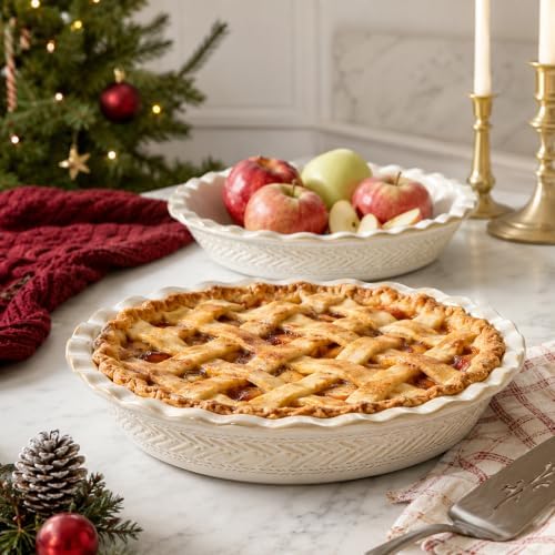 Ceramic Pie Pan, 9 in Pie Dish, Deep Dish Pie Plates for Quiche
