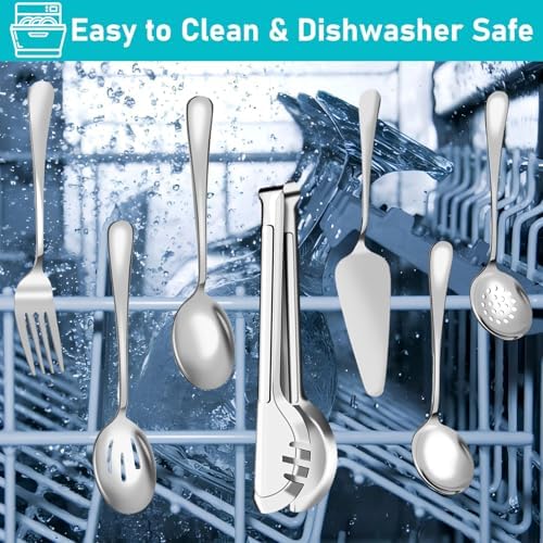 Serving Utensils, 15 Pcs Stainless Steel Large Flatware Serving Tools Kit
