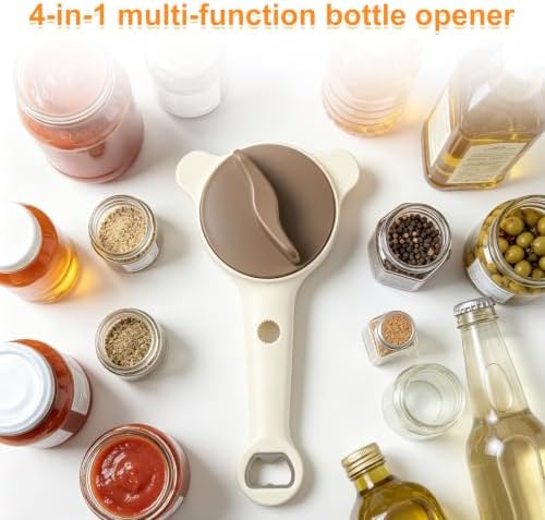 4-in-1 Jar Opener for Seniors and Weak Hands with Non-Slip Grip Pad