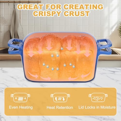 Enameled Dutch Oven for Sourdough Bread Baking, 3.6QT Oval Cast Iron Bread Pan with Lid