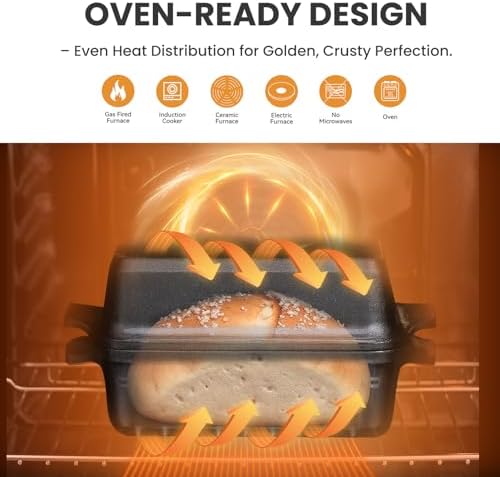 Cast Iron Loaf Pan with Lid, 9×5 Dutch Oven for Sourdough Bread Baking, Dutch Oven Pot with Lid for Bread Baking, Bread Pans for Baking, Pre-Seasoned (3 pieces, 2.2 QT Each)