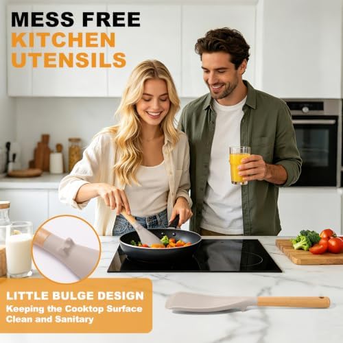 2 Pack Silicone Cooking Spoon for Nonstick Cookware, Silicone Spatula Spoon