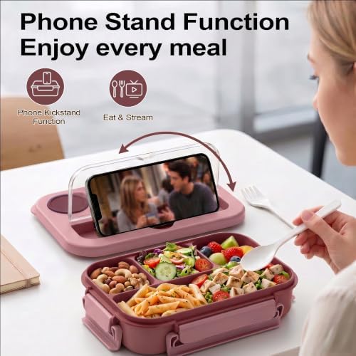 Bento Box Adult Lunch Box, Lunch Containers for Adults 44.5 Oz/5 Cup, Pink