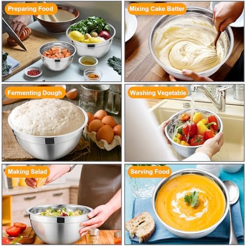 P&P CHEF Mixing Bowls with Lids Set of 6, Nesting Salad Bowl, Multicolor