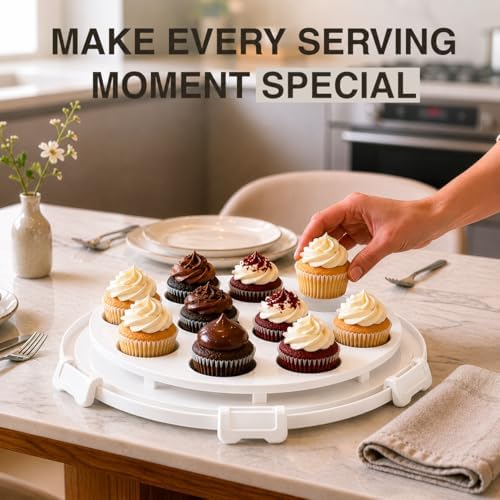 10in Buntz Cake Pan Non Stick & 12in Cake Carrier with Lid-Handle, White