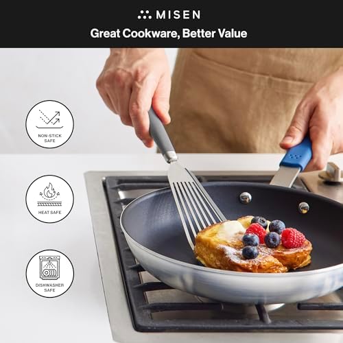 Misen Fish Silicone Spatula - Slotted Turner for Cooking - Perfect for Frying - Heat Resistant - Dishwasher Safe -1mm Thick Flexible Flipper - Soft Silicone Grip Handle for Easy Use (Pack of 2)