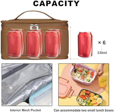 NOL Small Lunch Bag Mini Lunch Box Insulated Lunch Bag for Men/Women Leakproof Cooler Tote Bag Lightweight Nylon Waterproof Lunch Box For Work,Brown