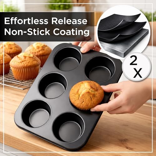 Wrenbury Jumbo Muffin Pan 4" Cup - Nonstick XL Deep Muffin Pan for Baking