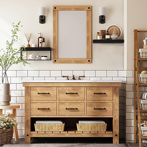 QEEIG Bathroom Shelves Over Toilet Wall Mounted (Black, Set of 2, 15.7")
