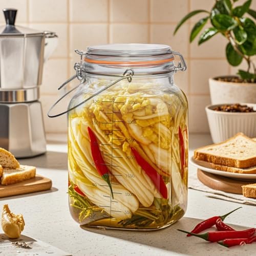 2 Pack 1 Gallon Glass Jar with Airtight Lids,Super Wide Mouth Large Mason Jars 128 oz,Glass Gallon Jugs Storage Container for Sun Tea,Kombucha,Storing,Canning