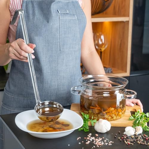 Stainless Steel Soup Ladle, 4 oz Metal Serving Spoon, Heat Resistant