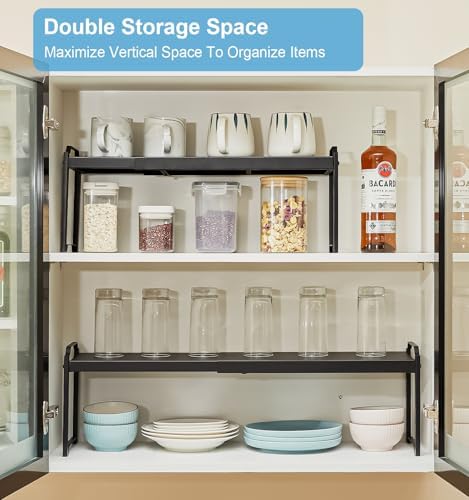 Expandable Cabinet Shelf Organizer, Adjustable kitchen Countertop Storage