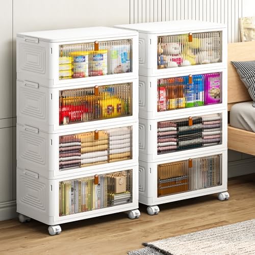 YFXCVSL 4 Tier Plastic Storage Bins with Lid 36QT, Stackable Storage Bins