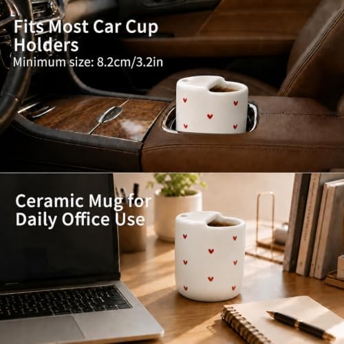 Ceramic Coffee Mug with Silicone Sleeve, 12oz Heart Coffee Cup