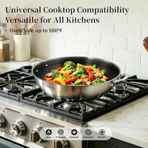 DELUXE 14" Hybrid Ceramic Nonstick Wok & Lid for Home Daily Cooking