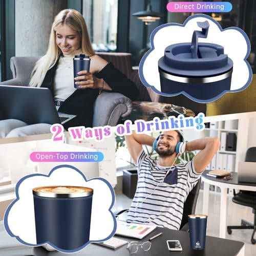 17oz Insulated Travel Coffee Mug with Flip Lid – Leakproof Stainless Steel Insulated Coffee Tumblers, Reusable Coffee Cup for Hot & Cold Drinks, Perfect for Camping & On-the-Go