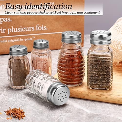 Glass Salt and Pepper Shakers Set,Rectangular Salt Shaker Set