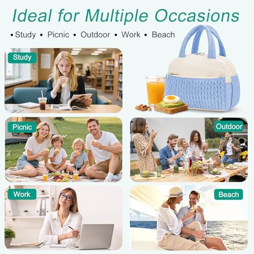 Coobiiya Lunch Box Lunch Bag for Women Men,Reusable Cute Lunch Pail bag,Leakproof,Insulated LunchBox Tote Compact 10L, Cooler Lunch Container for Work Travel Office