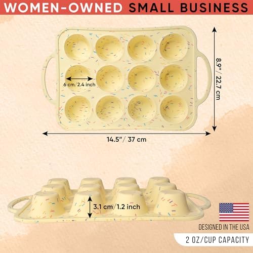 BAKE BOSS Silicone Mini Muffin Pan 12 Count – Non-Stick Muffin Pans for Baking, BPA-Free Silicone Cupcake Pans for Baking, Easy Release, Metal Handles, Oven & Dishwasher Safe