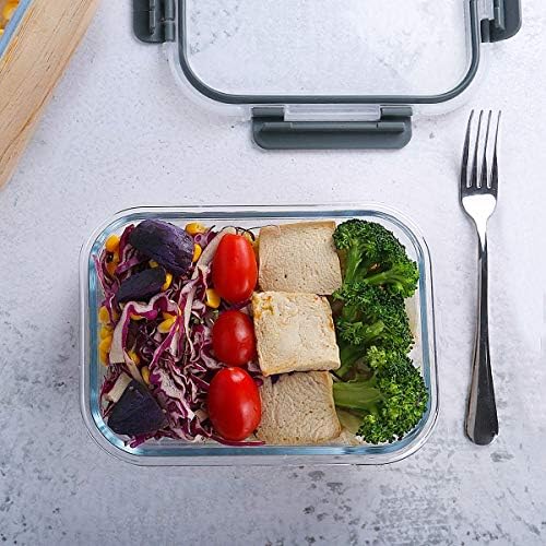 M MCIRCO 10 Pack Glass Food Storage Containers with Lids, White