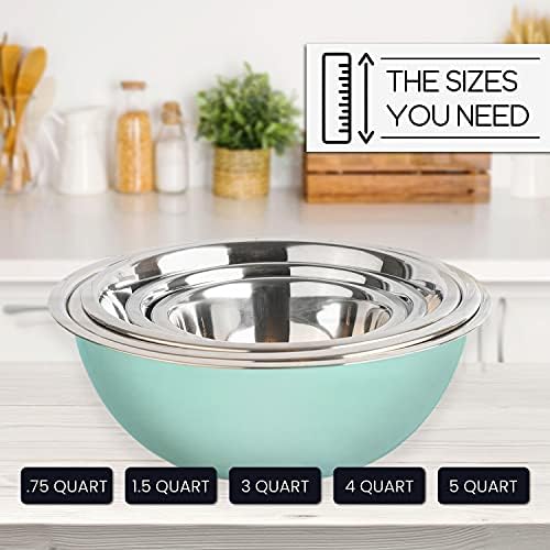 WHYSKO Stainless Steel Mixing Bowls Set, 5-Piece Meal Prep & Food Storage
