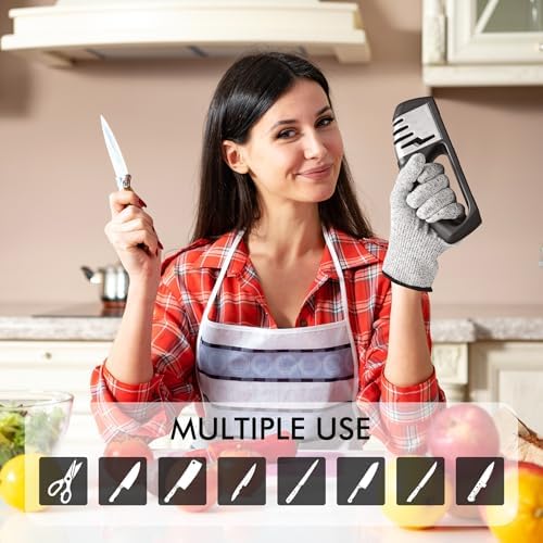HOTEC 4in1 Knife Sharpener, 3 Stage Manual Sharpener