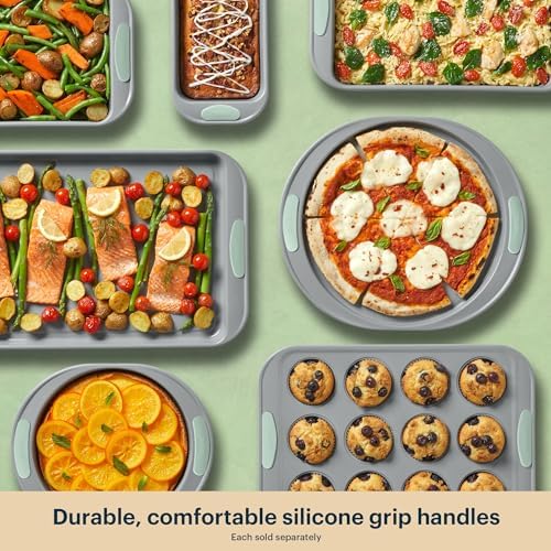 Pyrex 3-Piece Metal Cookie & Muffin Sheet Bakeware Set, Sage