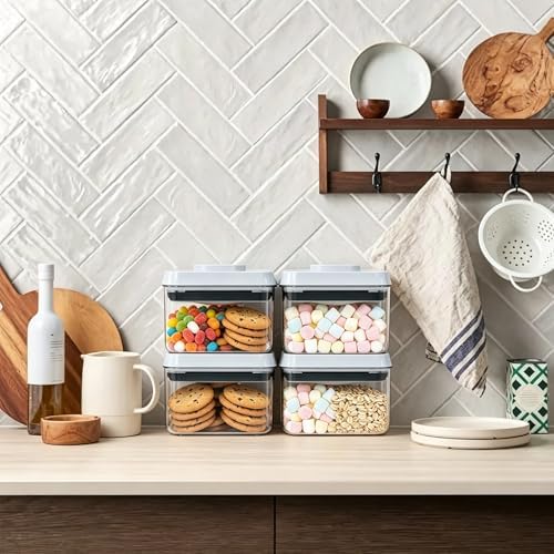 Pop Push Button Airtight Food Storage Containers 4 Pack (0.7Qt)