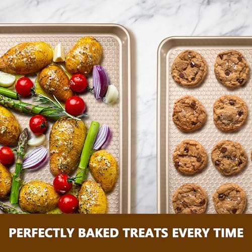 Wildone Baking Sheet Pan Set of 2, Honeycomb Embossed Nonstick Cookie Sheet