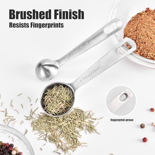 Doosu 18/8 Stainless Steel Measuring Spoons with Engraved Metric (Set of 5)