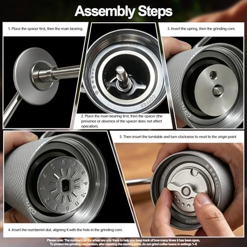 Manual Coffee Grinder, Adjustable Grinding Settings, Stainless Steel Burrs, Portable Hand-Cranked Coffee Grinder, For Espresso, Drip Filter, French Press Filter, Compact And Durable(White)