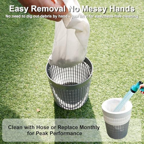TidyMister 20-Pack Pool Skimmer Socks, Reusable Fine Mesh Basket Filters