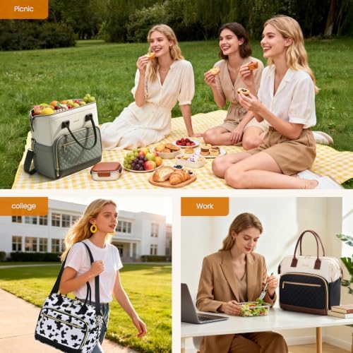 LOVEVOOK Lunch Bag Women, Insulated Lunch Box for Women with Cup Holder