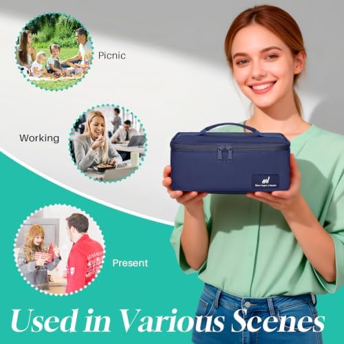 NOL Insulated Lunch Bag for Adults – Compact Cooler Lunch Box with Food-Grade Lining, Waterproof Lunch Bag for Work, Travel | Portable Thermal Meal Tote with Handle,Navy blue