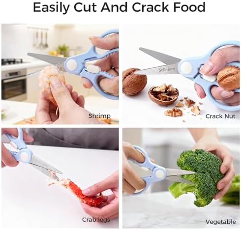 Premium Stainless Steel Portable Baby Food Safety Scissors, Detachable Feeding Shears for Toddlers Infant Kids Food Cutting Meats Noodles Vegetables with Protactive Cover