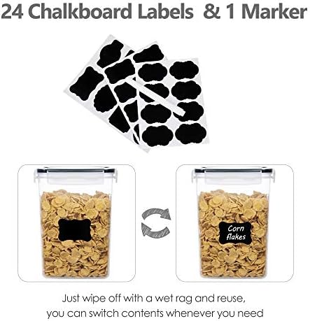 CHEFSTORY Airtight Food Storage Containers Set, 14 PCS Kitchen Storage Containers with Lids for Flour, Sugar and Cereal, Plastic Dry Food Canisters for Pantry Organization and Storage (Pack of 2)