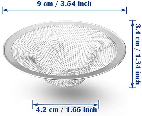 2 Pcs Heavy Duty Stainless Steel Slop Basket Filter Trap, 3.54" Top / 1.65" Mesh Metal Sink Strainer, Perfect for Kitchen Sink/Bathroom Bathtub RV Wash Basin Floor Drain Balcony Drain Hole