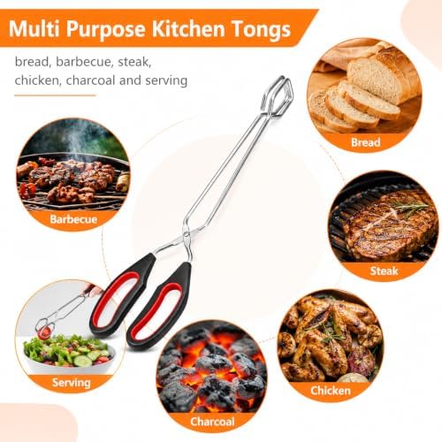 3 Pcs Stainless Steel Scissor Tongs (9/11/13 Inch) For Bbq Grilling Tool