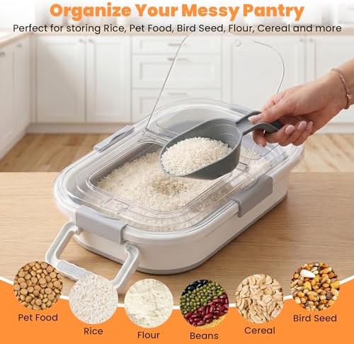 30 Lbs Rice Container, Collapsible Dog Food Storage Container