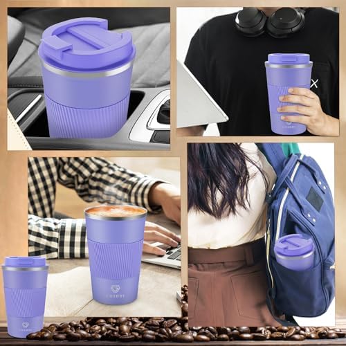 CS COSDDI 12 oz Coffee mug - Stainless Steel Coffee Cup with Leakproof Lid