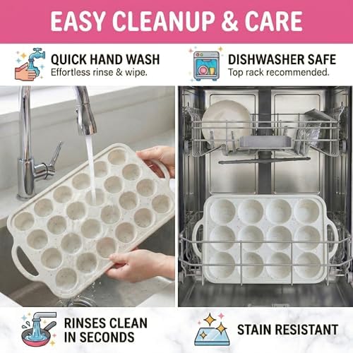 Silicone Muffin Pans, 2-Pack Regular 12 Cup & Mini 24 Cup, BPA-Free
